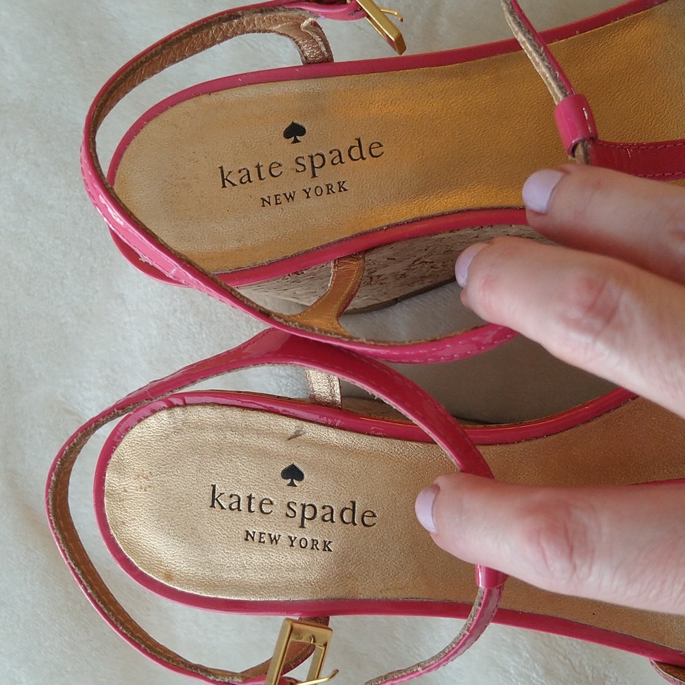 Kate Spade Theodora Cork Wedge Platform Ankle Strap Pink Sandals - Picture 9 of 16